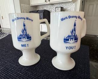 Vintage Walt Disney World Milk Glass Pedestal Mugs (Me! & You!)