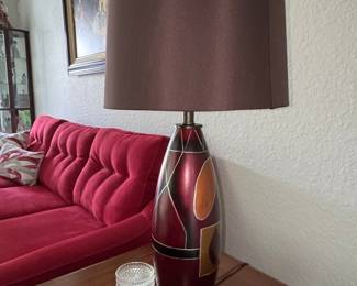 Mid-Century Modern Hand-Painted Ceramic Table Lamp