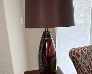 Mid-Century Modern Style Ceramic Table Lamp with Geometric Pattern