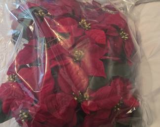 Artificial Glitter Poinsettia Bush