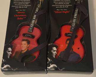 Elvis Presley "Merry Christmas, Baby" & "Silent Night" Illuminated Musical Guitar Ornaments