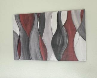 Abstract Canvas Painting, Red and Grey by Lanie Loreth