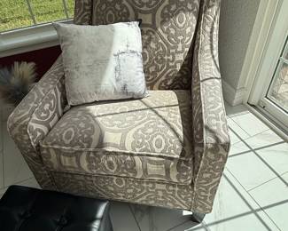 Wingback Accent Chair with Damask Pattern