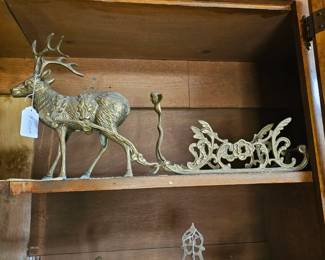 Brass Reindeer and Sleigh