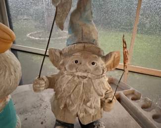 Vintage Hand-Carved Wooden Garden Gnome