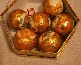 Vintage Decoupage Christmas Ornaments with Gold Foil Accents