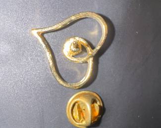 Harriet Carter Gold Tone Heart Lapel Pin with Genuine Ruby