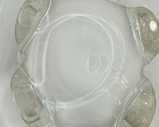 Mid-Century Murano Style Art Glass Bowl with Copper Aventurine and White Zanfirico Ribbons