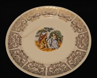 Vintage Courting Couple Decorative Plate with 22K Gold Trim