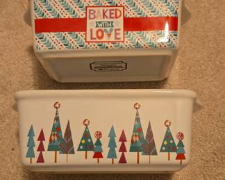 Celebrate It "Baked With Love" & "Christmas Trees" Mini Loaf Pans Set of 2