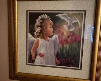 Laurie Snow Hein 'Tulip and Dove Angel' Framed Print