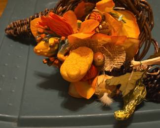 Wicker Cornucopia Harvest Centerpiece