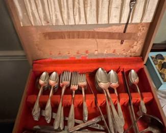 Silverplate Flatware Set in Wooden Case