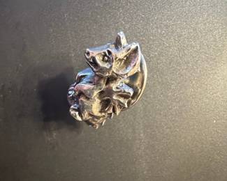 Vintage Sterling Silver Cat Lapel Pin