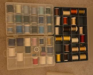 Plano Sewing Thread Organizer with Assorted J&P Coats and Dual Duty Thread Spools