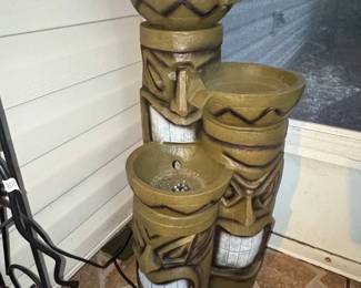 Tiki Totem Tiered Water Fountain with LED Lights