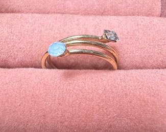 Multi-strand bypass ring with faux stones