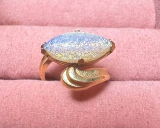 Vintage Marquise-Cut Dragon's Breath Glass Ring