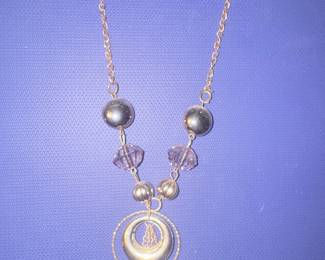 Vintage Gold-Tone Moon Pendant Necklace with Tassel