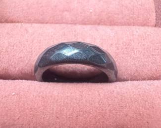 Faceted Black Jadeite Band Ring