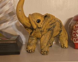 Vintage Crushed Oyster Shell Elephant Figurine
