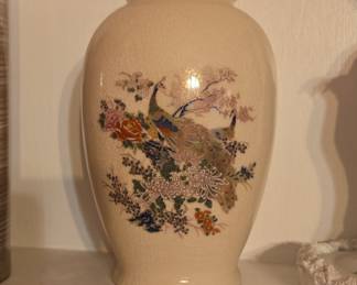 Satsuma Style Japanese Peacock Vase