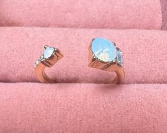 Moonstone and CZ bypass ring