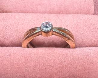 Gold Solitaire Ring with Cubic Zirconia