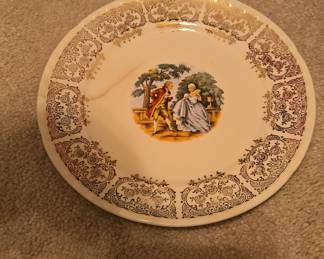 Vintage Courting Couple Decorative Plate with 22K Gold Trim