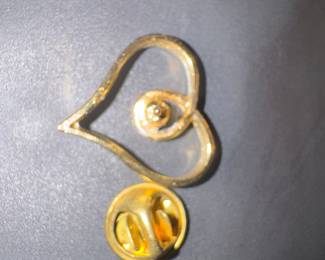 Harriet Carter Gold-tone Heart Lapel Pin with Genuine Ruby
