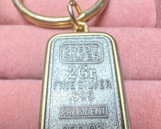 Credit Silver 2 Gram "President" .999 Fine Silver Keychain