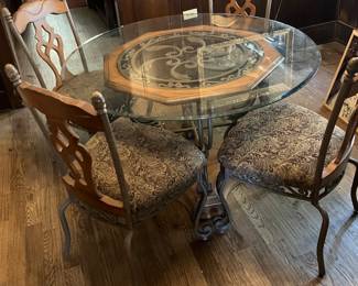 Elegant 5-Piece Round Glass-Top Dining Set with 4 Matching Chairs