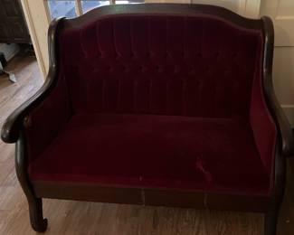 Vintage Victorian Style Upholstered Parlor Settee / Loveseat