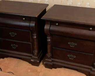 Pair of Traditional Matching Wooden 3-Drawer Nightstands / End Tables (these go with the sideboard and high boy chest of drawers)