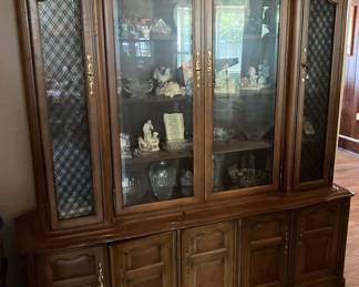 Vintage Traditional Wood China Cabinet / Display Hutch