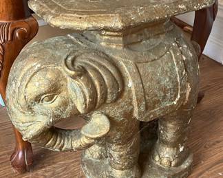 Vintage Hollywood Regency Iridescent Ceramic Elephant Garden Stool