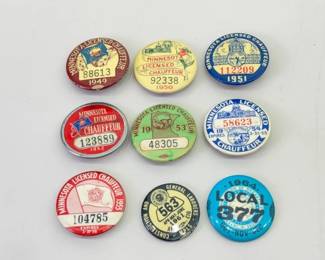 Lot of Vintage 1940's and 1950's Chauffeur's License Buttons