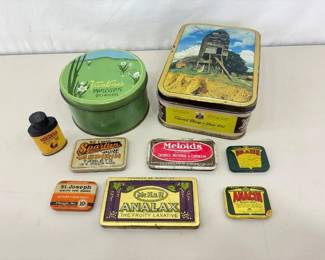 Lot of Vintage and Antique Advertising Tins