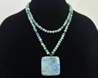 Versatile Single to Double Strand Turquoise Pendant Necklace