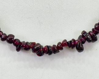 34" Semi Polished Raw Garnet Necklace