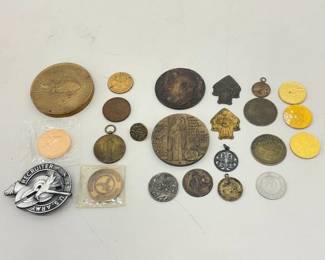 Lot of Antique and Vintage US and Foreign Tokens, Medals, etc.