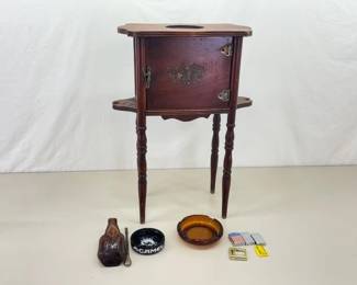 Vintage Copper Lined Wood Humidor, Zippo Lighters, Ashtrays, etc.