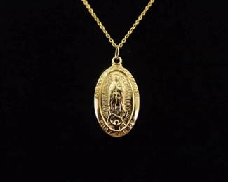 NEW .925 Sterling Silver Virgin Mary Vermeil Pendant Necklace
