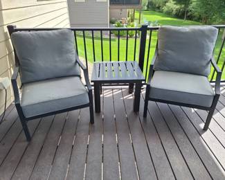3Piece Outdoor Patio Set  2 Cushioned Chairs  Side Table