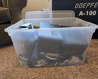 Mystery Bin 2 Computer Accessories Lot  Speakers, MonitorDisplays, Power Strips  Cords