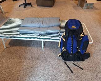 Camping Cot, Sleeping Bag  Kelty Coyote 4500 Backpack