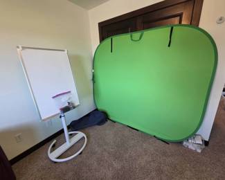 Whiteboard With Stand And Folding Green Screen With Case
