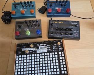 Strymon Big Sky, Mobius, And Timeline. Tetr4 Analog Synthesizer, And Deluge Synthesizer