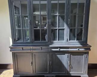 Large Black GlassDoor China Cabinet  Dining Hutch