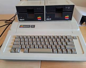 Vintage Apple IIe Computer with Dual Disk II Drives